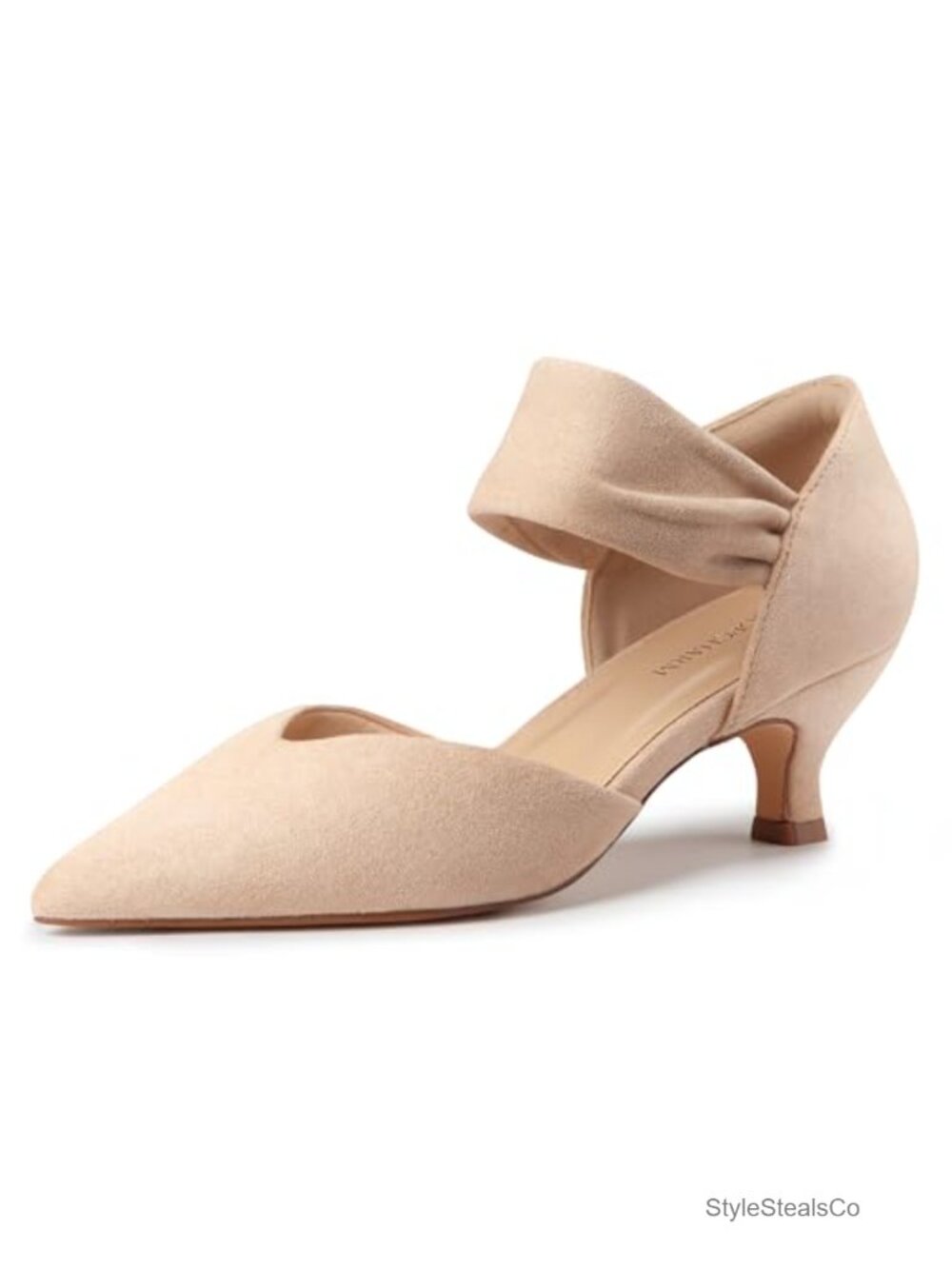 Kitten Heels Pointed Closed Toe Ankle Strap Low Pumps Dress Shoes